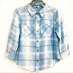 Copper Key Girls Blue Plaid Button Down Shirt